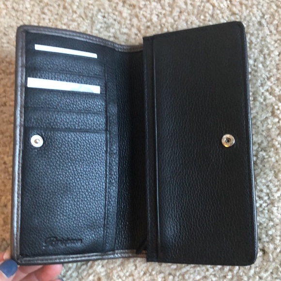 New Brighton black leather silver heart swirl large wallet credit card - Picture 2 of 9